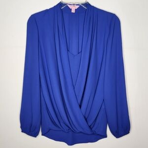 Lilly Pulitzer Myah Royal Purple Blue Long Sleeve Top Size XS Blouse
